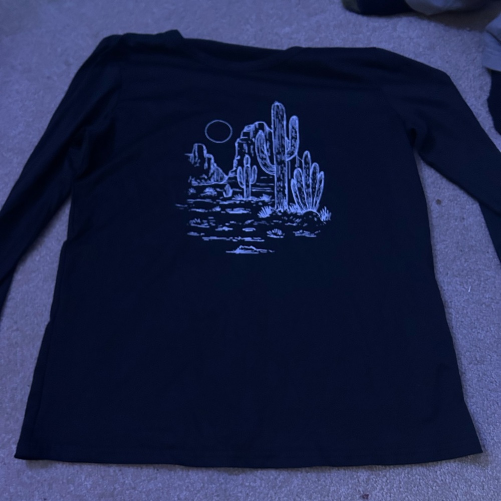 Black Long Sleeve Shirt with Desert Print